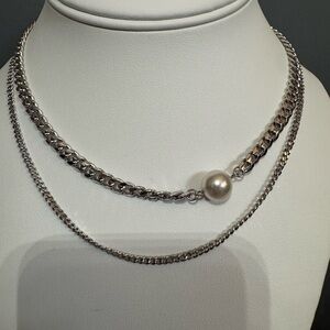 ✨ Like a Boss Pearl Chain Necklace | Silver Tone Statement ✨